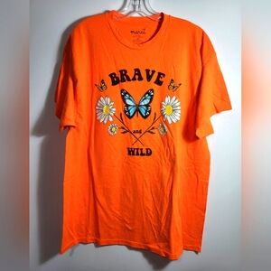 marci orange short sleeve tee "Brave & Wild"   women's 2X  #2301